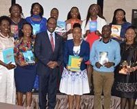 Chief Guest Dr Ezekiel Mutua with all the authors.