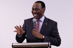 Chief Guest Dr Ezekiel Mutua delivers his address.