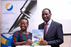 Dr Ezekiel Mutua with author Joyce Mwangi.